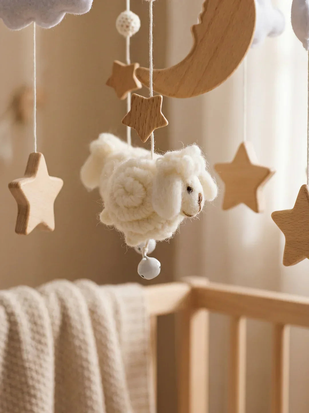 Wooden Baby Mobile — Slow Swaying Motion and Hanging Ornaments