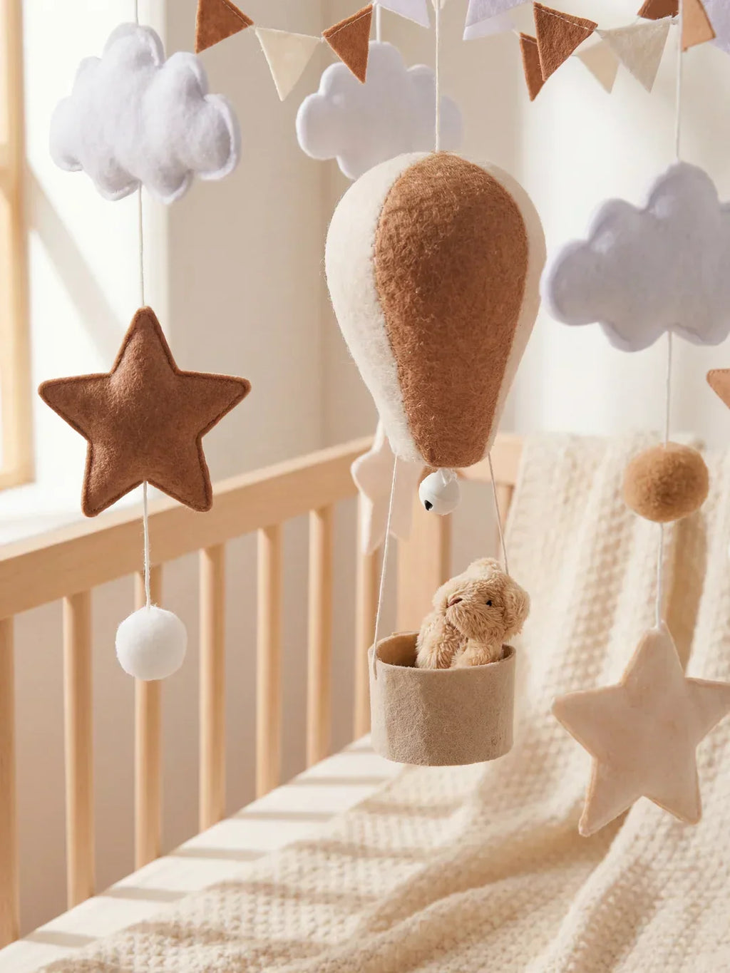 Wooden Baby Crib Mobile — Direct Arm Mount, Minimalist Design