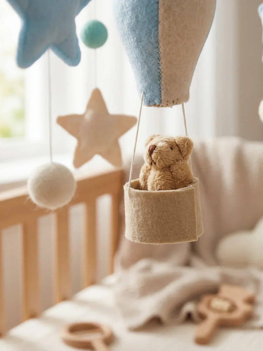 Wooden Baby Crib Mobile — Direct Arm Mount, Minimalist Design